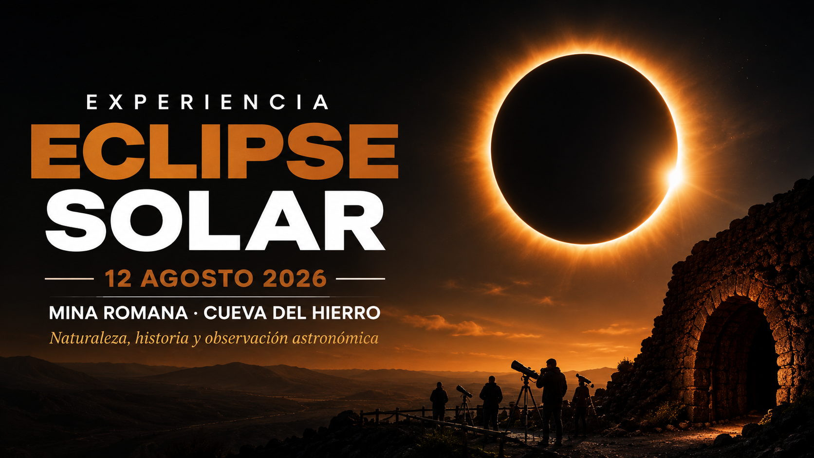 Lee más sobre el artículo 🌑 Vive el eclipse solar desde un lugar único: la Mina Romana de Cueva del Hierro.